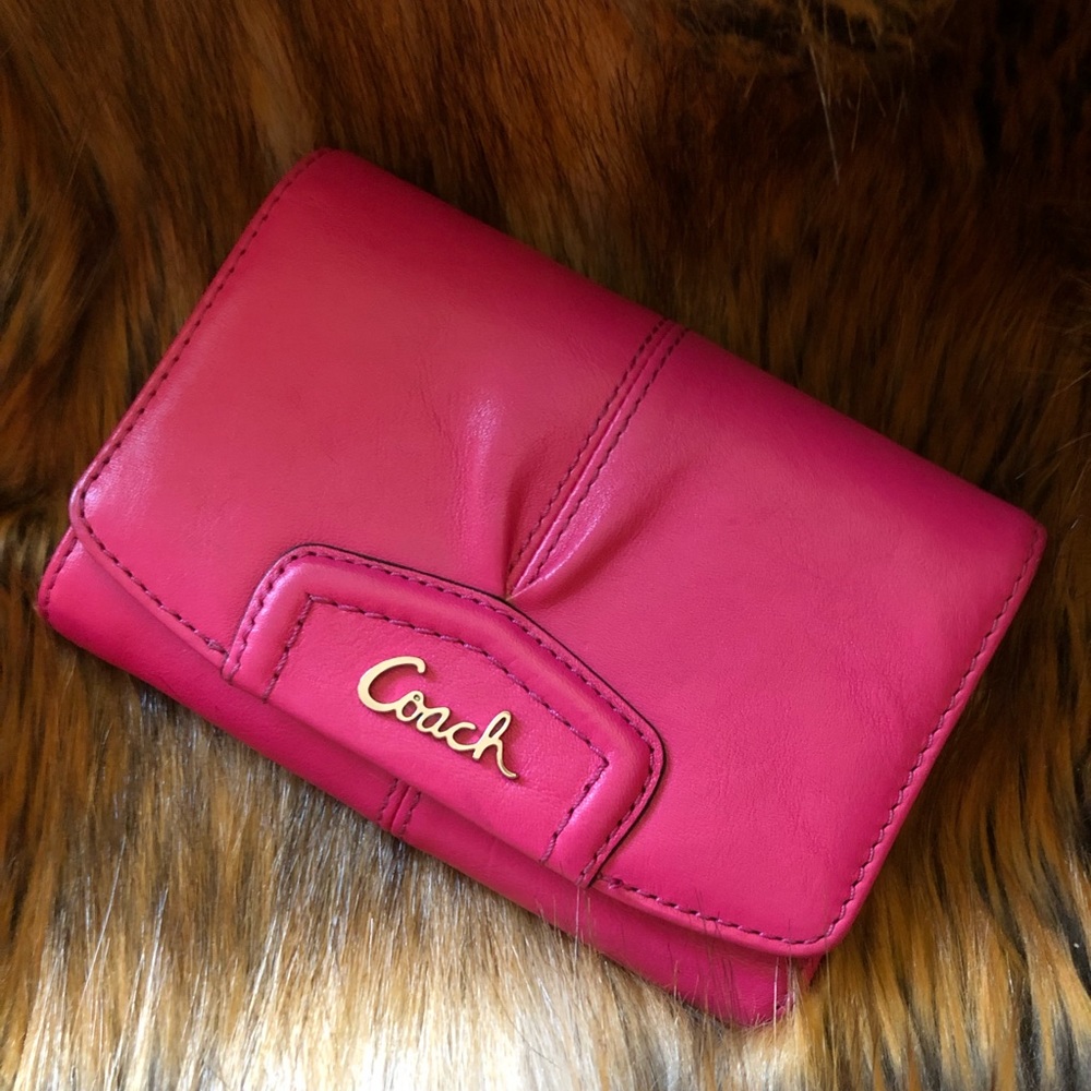 Coach Hot Pink Ashley Bi-Fold Pleated Wallet